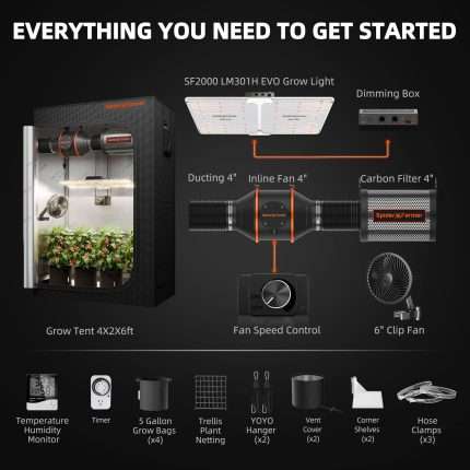 120x60x180cm SF2000 200W Grow Kit  - Spider farmer