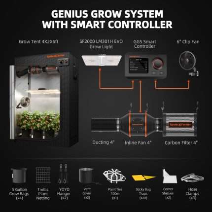 120x60x180cm SF2000 200W( con controller smart) Grow Kit  - Spider farmer