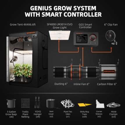 120x120X200cm SF4000 400W Evo ( con controller smart) Grow Kit  - Spider farmer