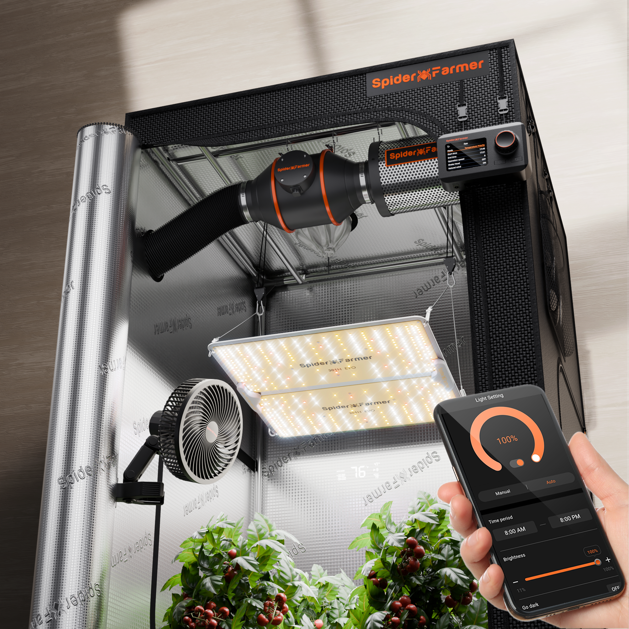 90X90X180cm SF2000 200W PRO evo Grow Kit - Spider farmer