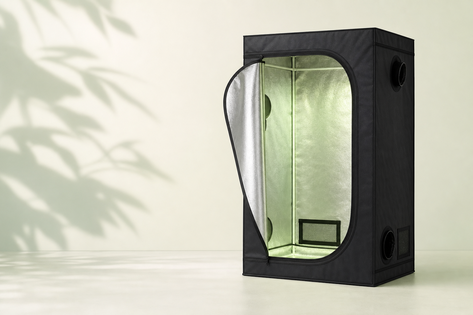 Growbox indoor moderna aperta con interno riflettente