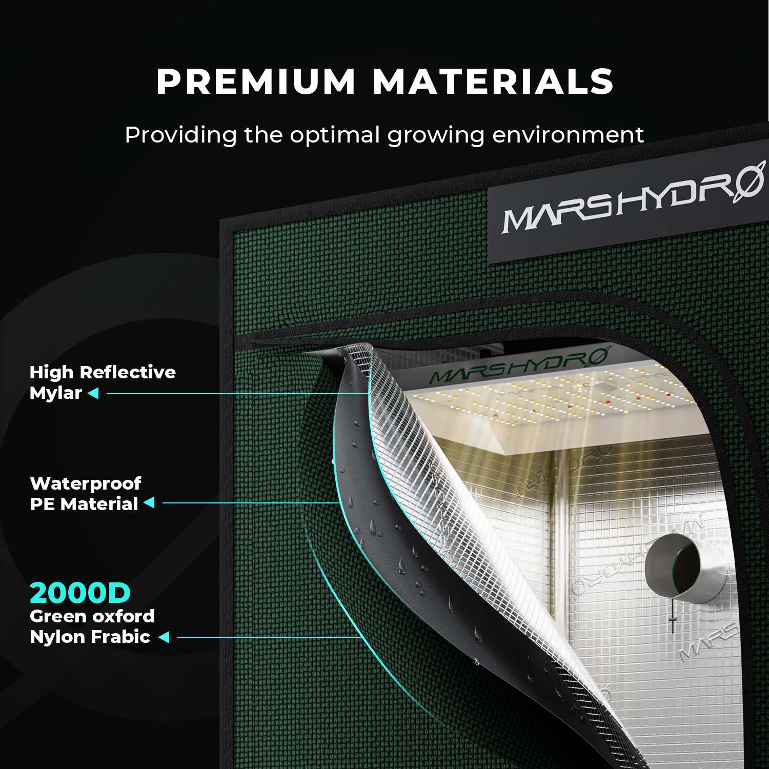 Mars Hydro MH-100X100X180 – 3.3'x3.3'x6'Grow Tent - immagine 4
