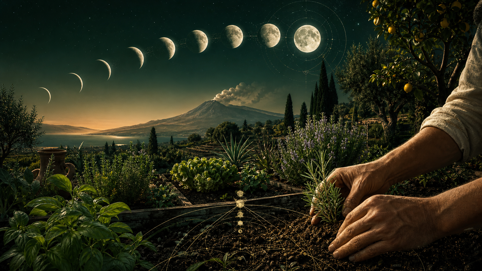 Fasi lunari e coltivazione in un giardino mediterraneo ai piedi dell’Etna
