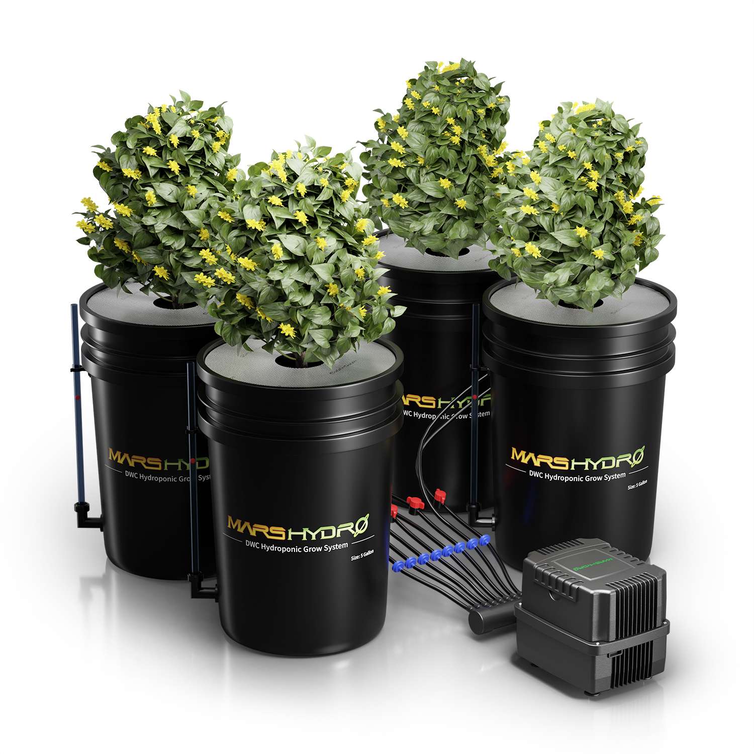 mars-hydro-4-buckets-dwc-hydroponics-system.jpg Mars Hydro 5-Gallon 4 Buckets DWC (Deep Water Culture) Hydroponic System Kit - immagine 1