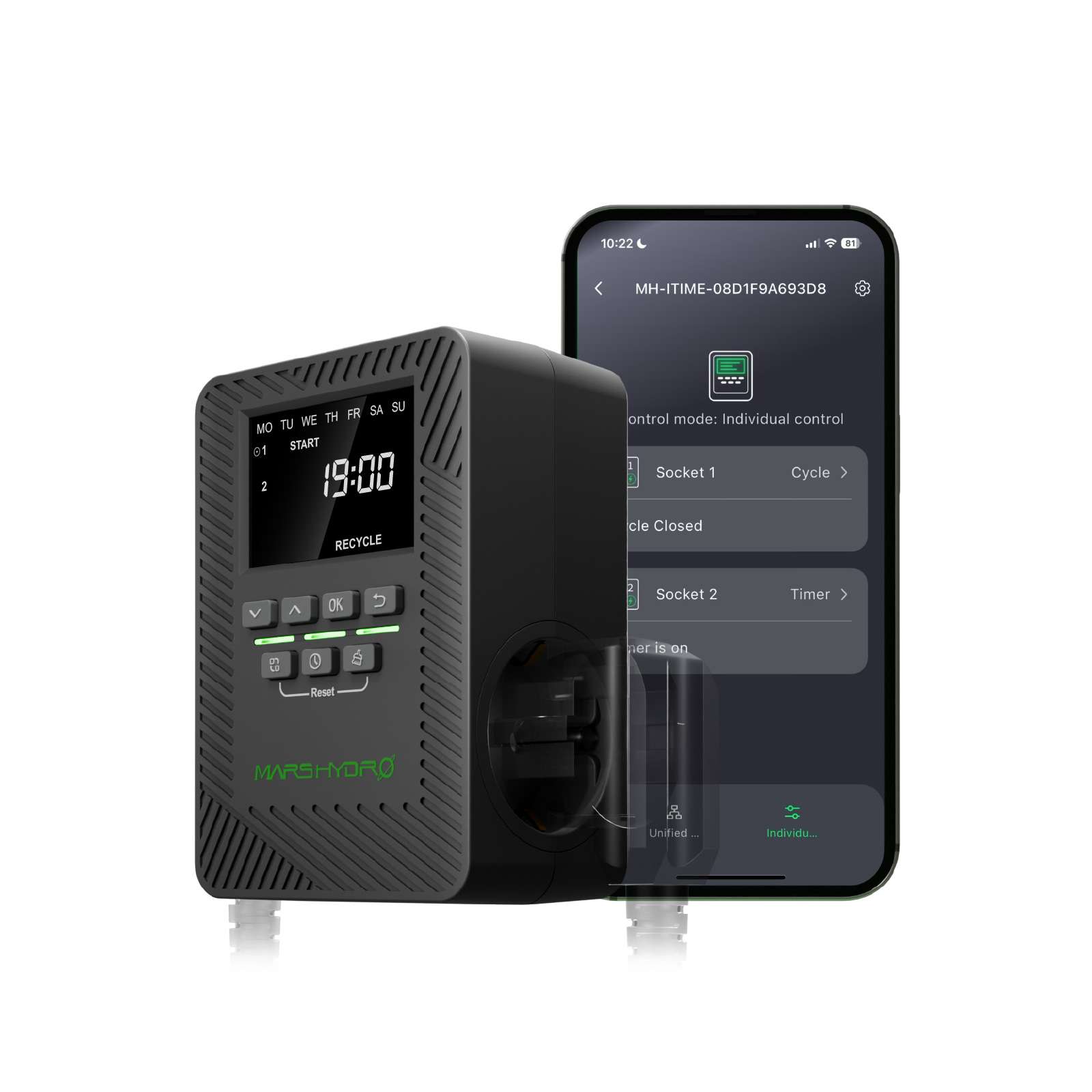 mars-hydro-itime-smart-timer-EU-1.jpg Mars Hydro iTime 2-in-1 Smart Timer – Dual Plug, App Remote Control & Flexible Scheduling - immagine 1